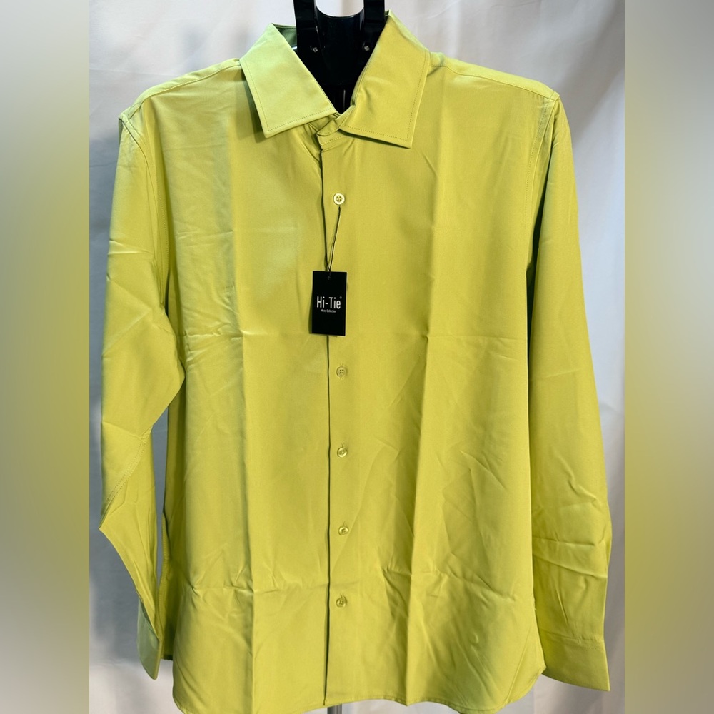 Men's Lime Dress Button Up Shirt- size L